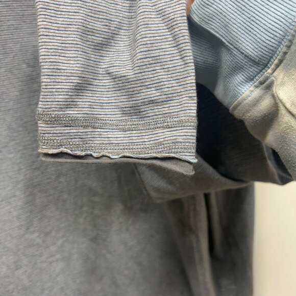 Carbon2Cobalt Mens XL Henley Long Sleeve Shirt Gray Striped 100% Cotton Casual W - Picture 4 of 7